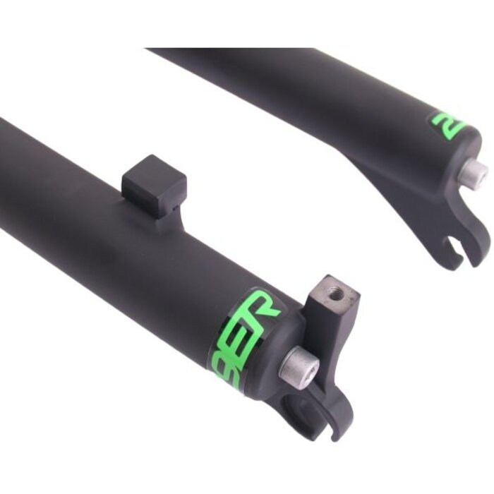 Spinner Verende voorvork 29" Spinner 100 mm veerweg met 1 1/8" ahead vorkbuis - PM remnokken - mat zwart