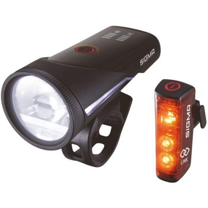 Sigma Verlichtingset Sigma Aura 100 USB koplamp + Blaze Link achterlicht