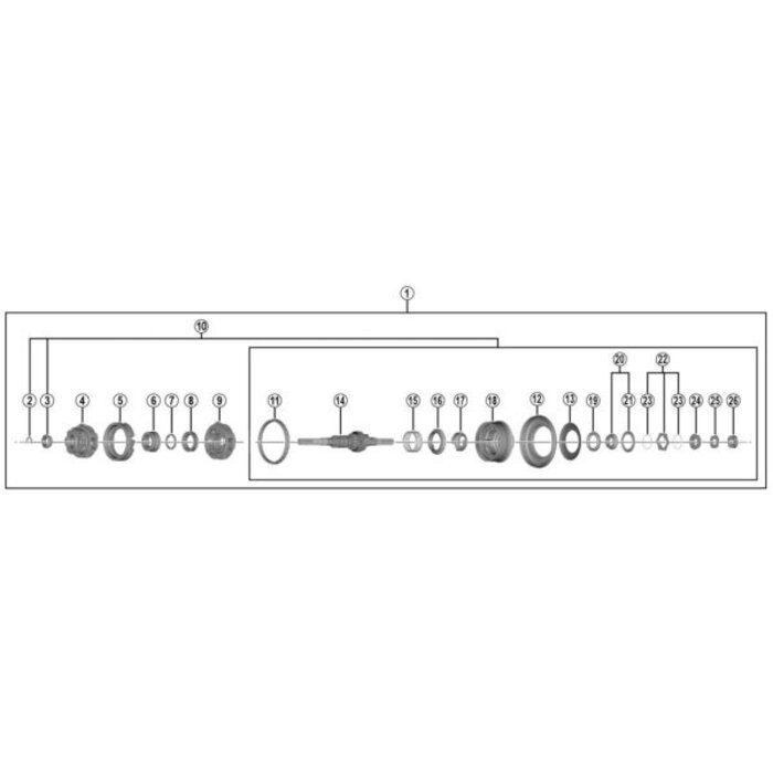 Shimano Binnenwerk Shimano Nexus 7 versnellingsnaaf SG-C3001-7R (182 mm as)
