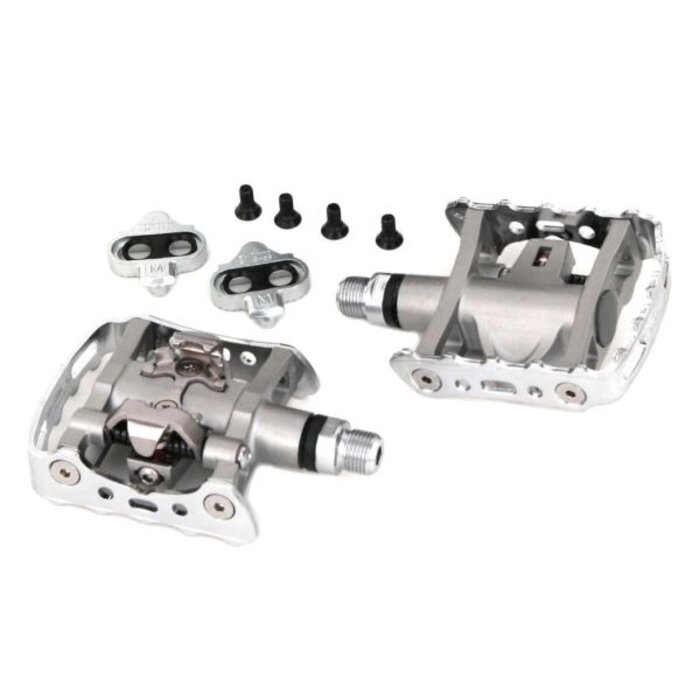 Shimano Pedaalset SPD Shimano M324 met plaatje SM-SH56 enkelzijdige binding - zilver