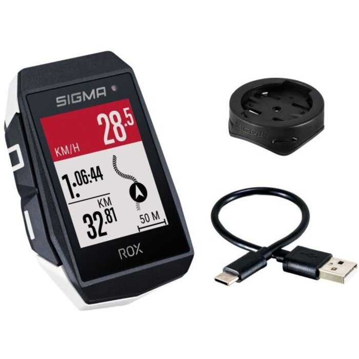 Sigma GPS Fietscomputer Sigma ROX 11.1 EVO GPS met standaard stuurhouder - wit
