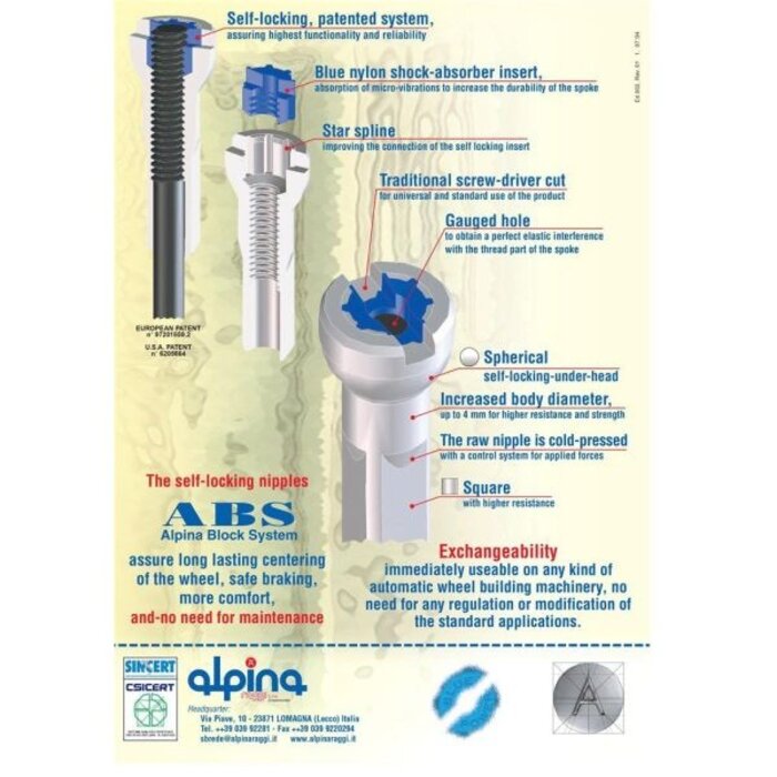 alpina Spaaknippel met ronde kop Alpina 14G/15.0mm/4/Fg 2.3 ABS/messing - zwart (144 stuks)