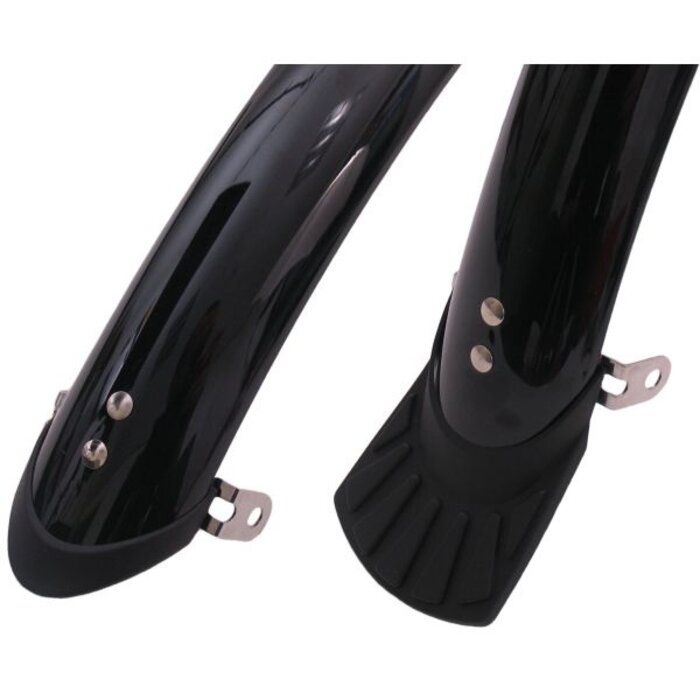 MERKLOOS Merkloos Fiets spatbordenset 28" - 50 mm kunststof - Compleet met stangenset - Zwart