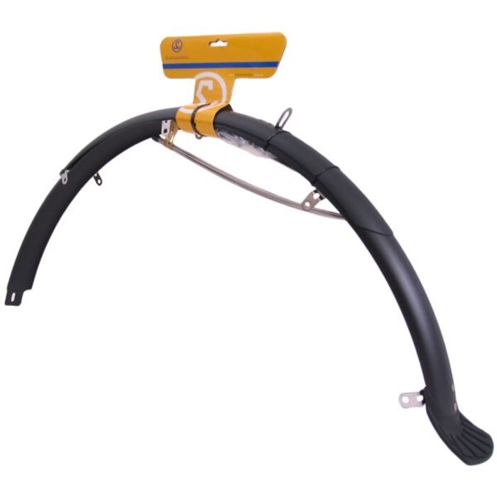 MERKLOOS Spatbordset 28" kunststof 50 mm compleet met stangenset - mat zwart