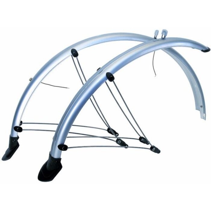 MERKLOOS Spatbordset 28"  PVC 45mm Zilver  Met stroomkabelgeleiding