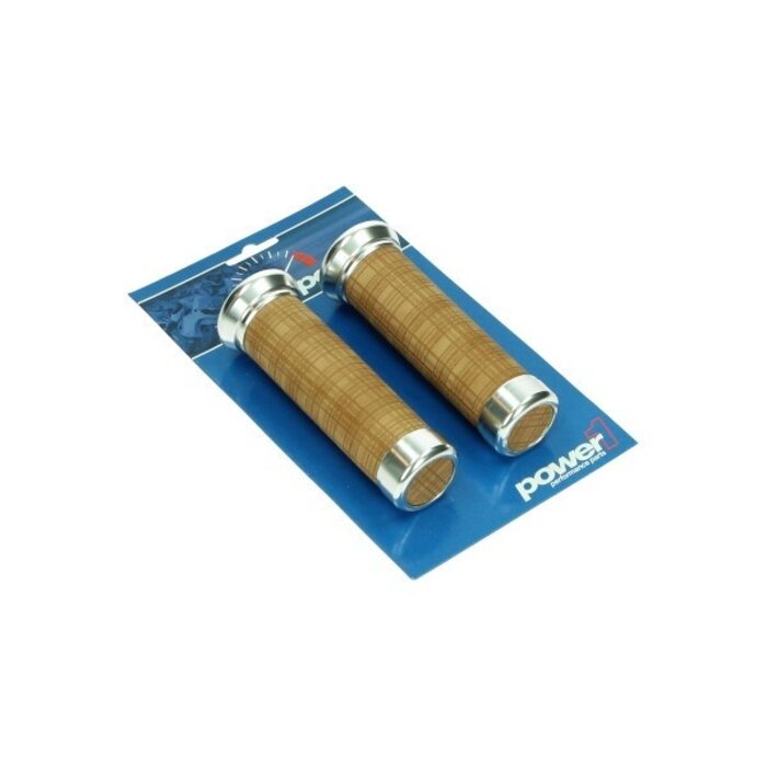 Power1 handvatset retro2 alu ruit cognac