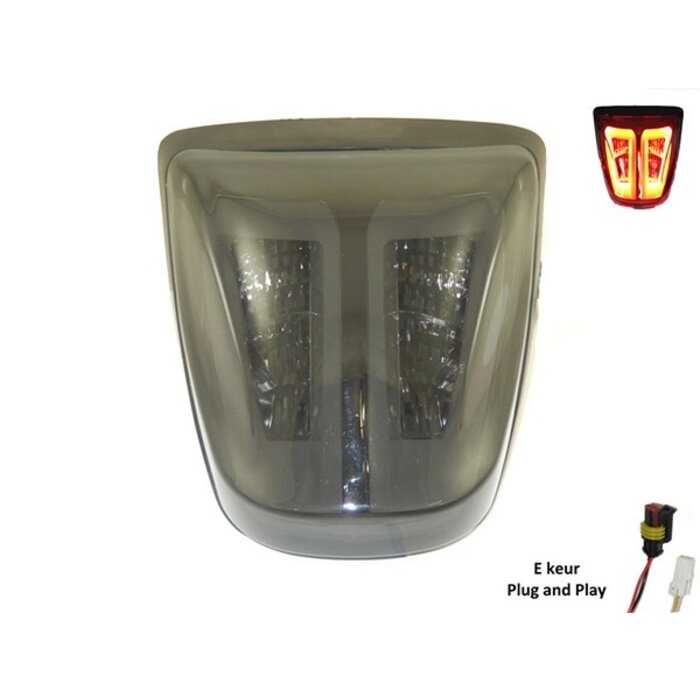 Power1 achterlicht led tube smoke/zwart matt E-keur primav/sprin Power1