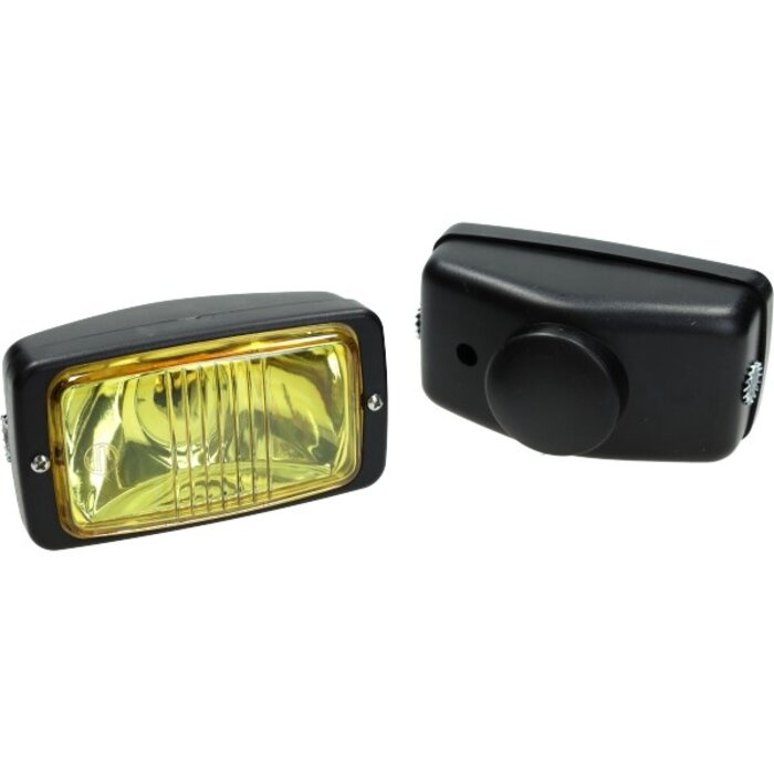 GUIA koplamp rechthoekig (made in EU) zwart geel glas 14cm guia