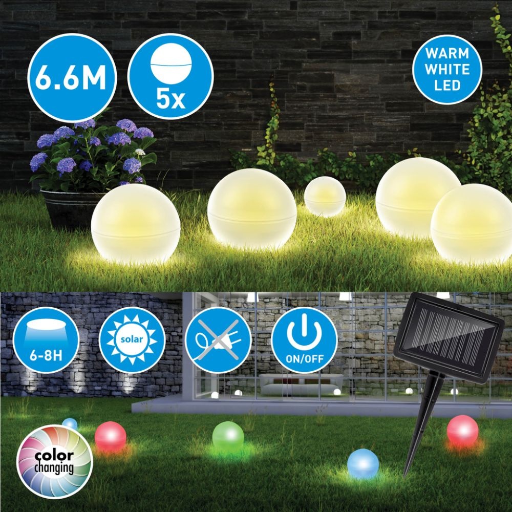 Grundig LED Solar lichtbollen voor buiten