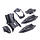 Plaatset Kymco agility 10- en 12 inch met 2 persoons buddyseat aan 1 stuk 7 delig zwart metallic