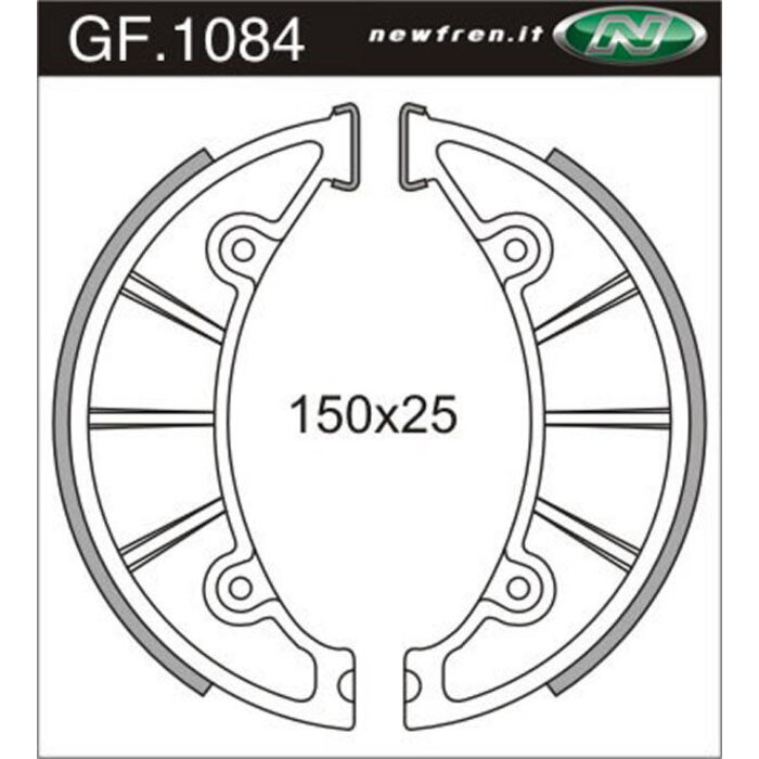 New Fren Remsegmentset Newfren GF1084 Zundapp 150mm voor grote naaf