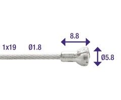 Elvedes Koppeling binnenkabel Elvedes 2000mm verzinkt ø1,8mm met V-nippel (op kaart)