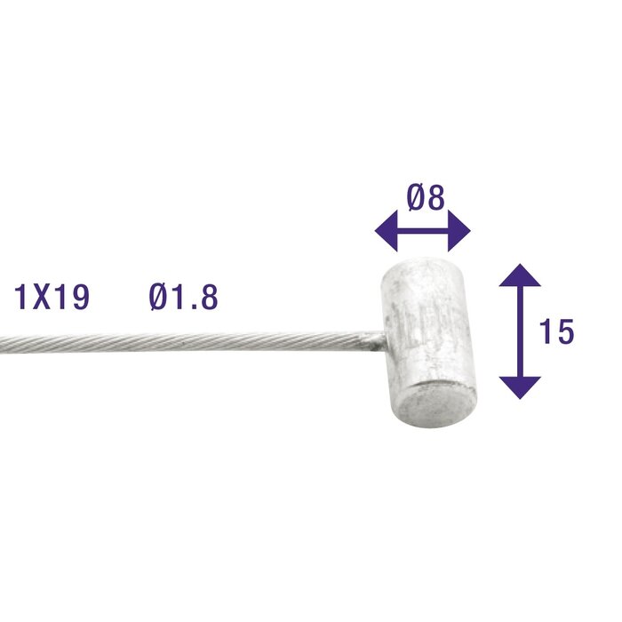 Elvedes Achterrem binnenkabel Elvedes Honda Camino 2000mm verzinkt T-nippel (op kaart)