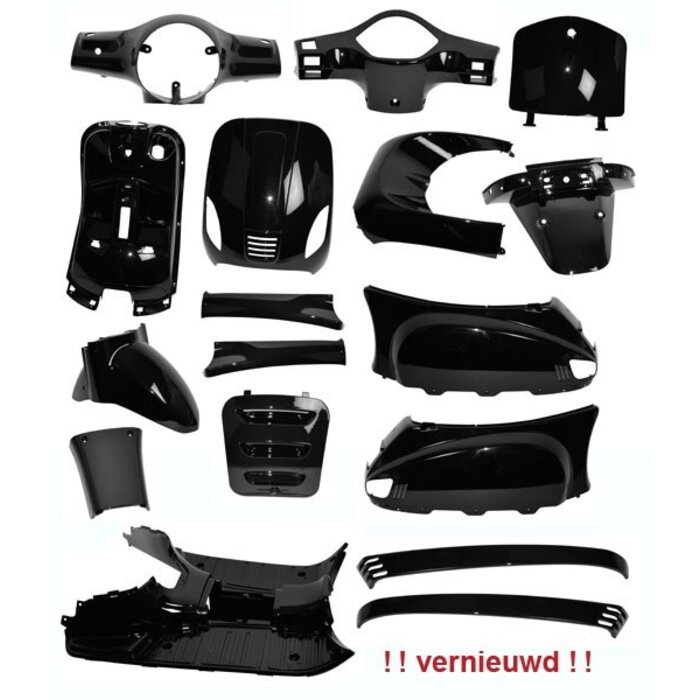 Merkloos Plaatwerkset - Zwart - 18-delig - BTC Roma - China LX - Napoli -  Gts toscana - Riva -  Vespelini - Vx50