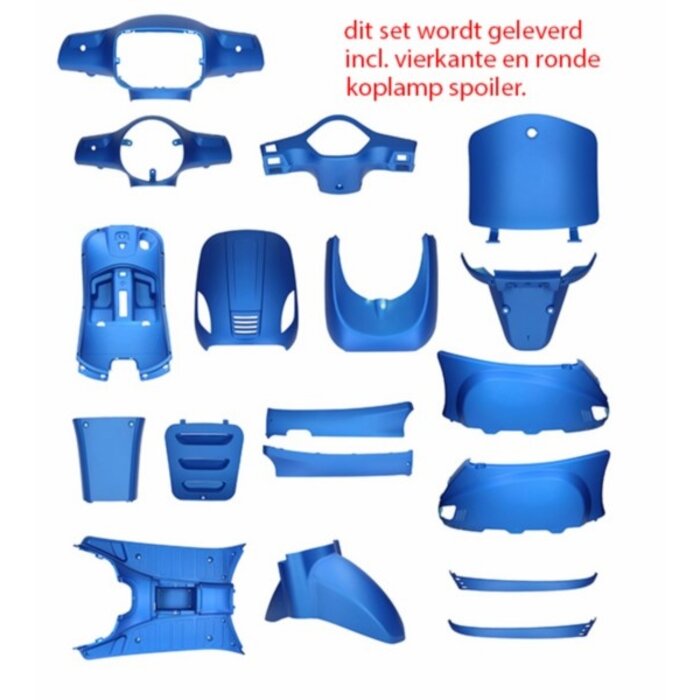 Merkloos Plaatwerkset - Blauw mat - 18-delig - BTC Roma - China lx/napoli - Gts toscana - Riva - Vespelini - VX50