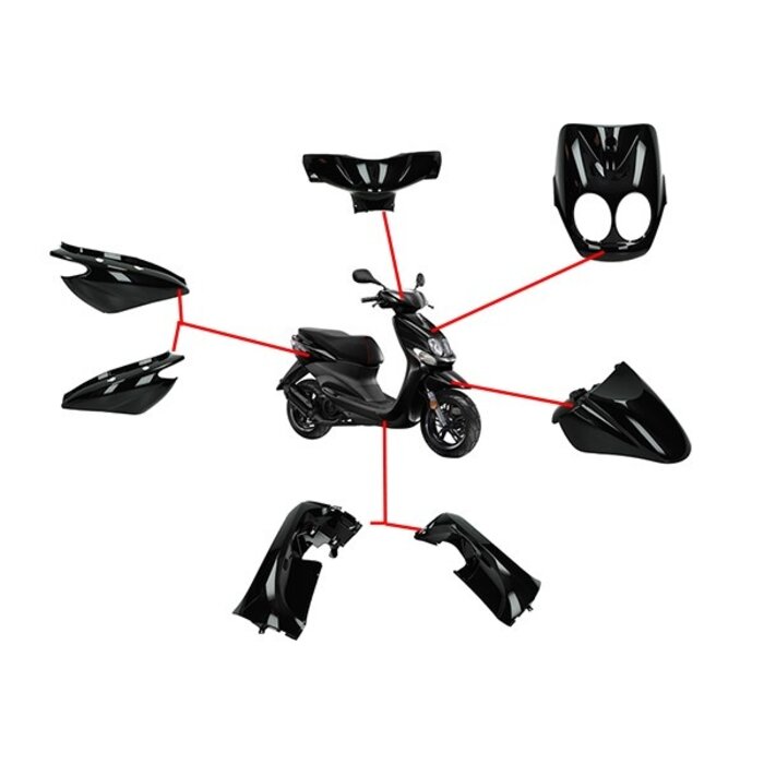 Merkloos Plaatwerkset - Neo VA2008 - Zwart metallic - 7-delig- Geen ubs