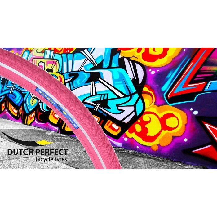 Dutch Perfect Buitenband Dutch Perfect 28 x 1 ½" / 40-635 no puncture - roze met reflectie
