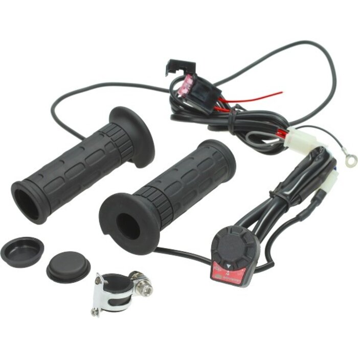 handvatset + verwarming universeel bromfiets/motorfiets/scooter 120mm zwart koso