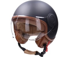 CAB Helm demi-jet E-06 keur comfort XL zwart mat/bruin