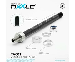 Steekas voor aanhangwagen Radoxx TA001 M12 x 1 lengte 160-172mm