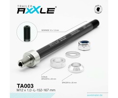 Steekas voor aanhangwagen RadoxxTA003 M12 x 1 lengte 152-167mm
