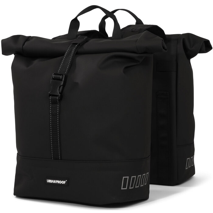 Gerecyclede dubbele fietstas Urban Proof Rolltop 38 liter 30 x 15 x 42 cm - zwart