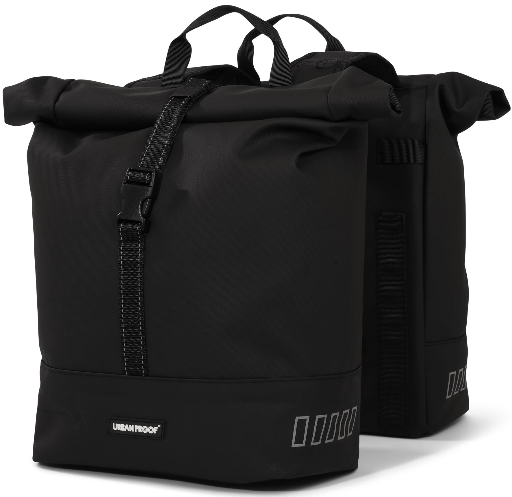 Gerecyclede dubbele fietstas Urban Proof Rolltop 38 liter 30 x 15 x 42 cm - zwart