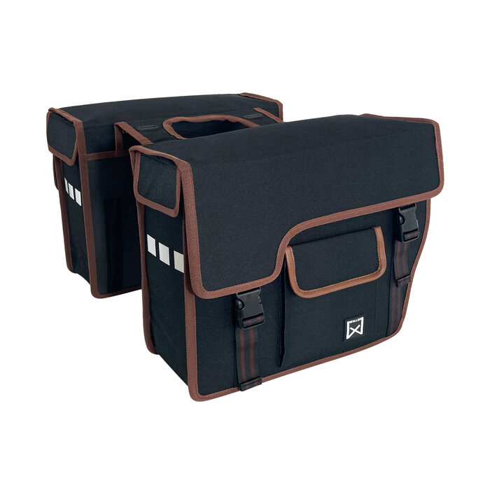 Willex Willex Dubbele Fietstas - 33L - Shopper - Afgeschuind - Zwart/Bruin