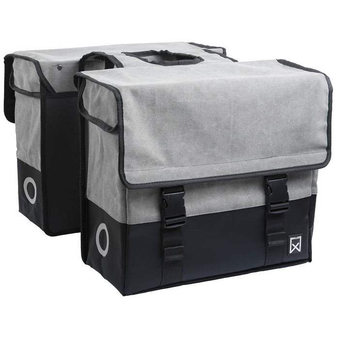 Willex Willex Dubbele Fietstas Canvas - Grijs/Matzwart - Canvas - 40L