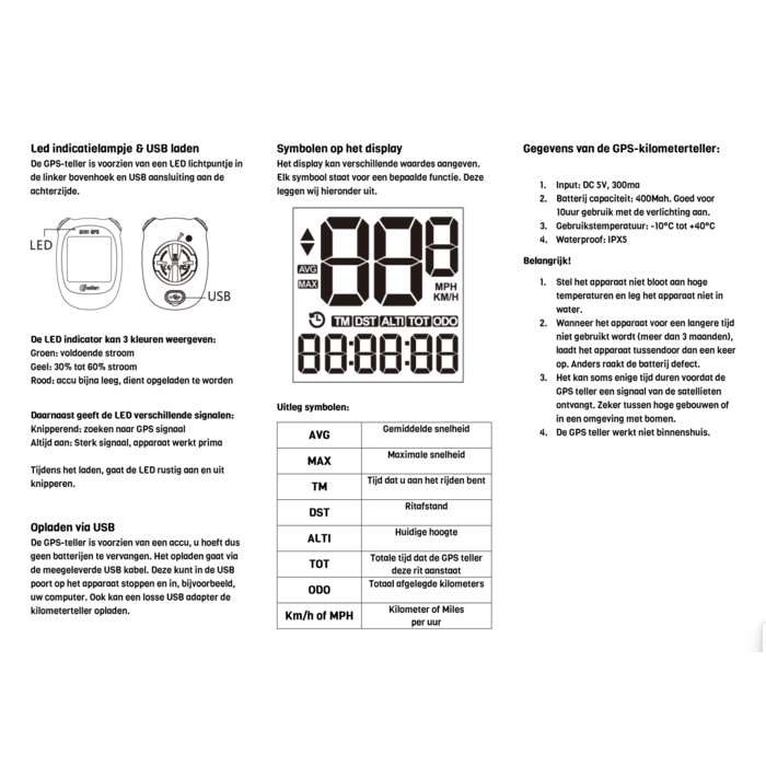 MEILAN Meilan Fietscomputer - GPS - M3 - Mini - Wit