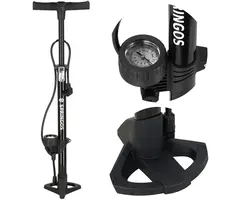 Springos Fietspomp met Drukmeter Zwart