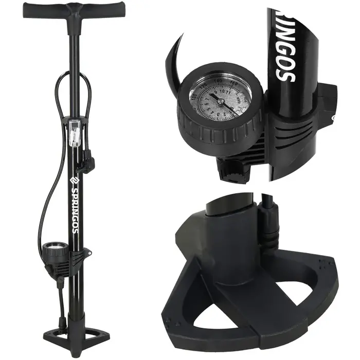 Springos Springos Fietspomp - Met drukmeter - Zwart
