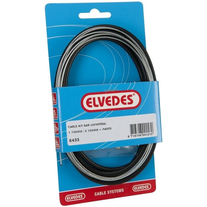 Elvedes Gaskabel elvedes lang teflon 2.25m binnen+buiten 49 draads zwart