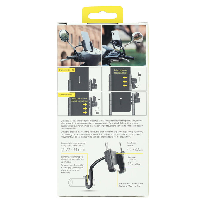 houder lampa telefoon handvatbevestiging links bromfiets, fatbike, motorfiets, scooter 91580