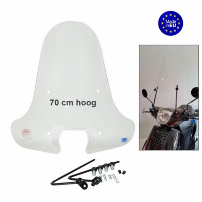 windscherm Regia met bevestigingsset (made in EU) hoog zip model China AGM 70cm helder agm SP50, BTC Streetline