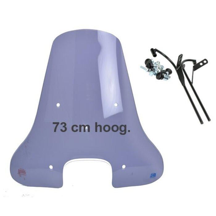 windscherm Regia met bevestigingsset hoog vierkante koplamp (made in EU) 73cm smoke agm VX50s, BTC Riva Sport, china vespa S