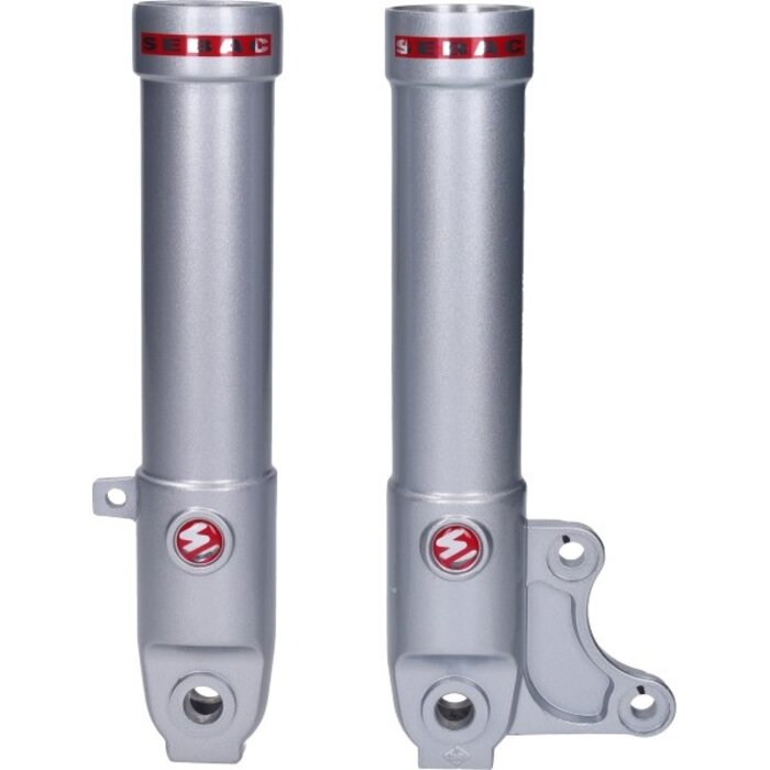 stickerset voorvorkpoot (made in EU) Sebac 4 delig rood/wit piaggio