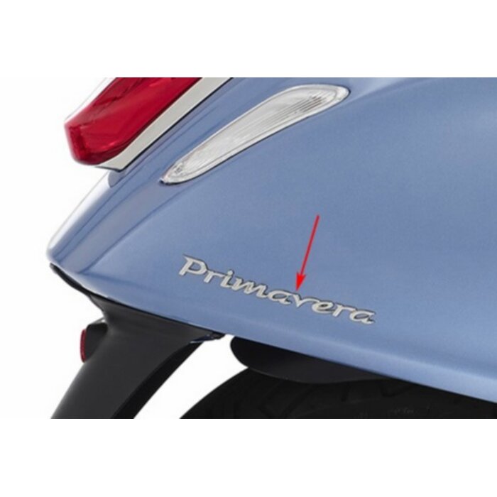 sticker Piaggio origineel woord [primavera] 15cm chroom 1b000942