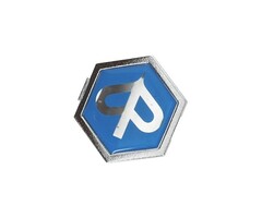 logo klik piaggio voorscherm chroom/blauw sco piaggio