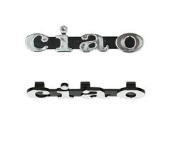 logo klik zijscherm chroom vespa, ciao