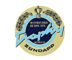 sticker rond tank Trophy 1975 goud/blauw/zwart zundapp