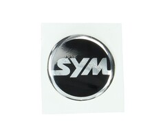 sticker Sym logo rond 40mm zwart/chroom
