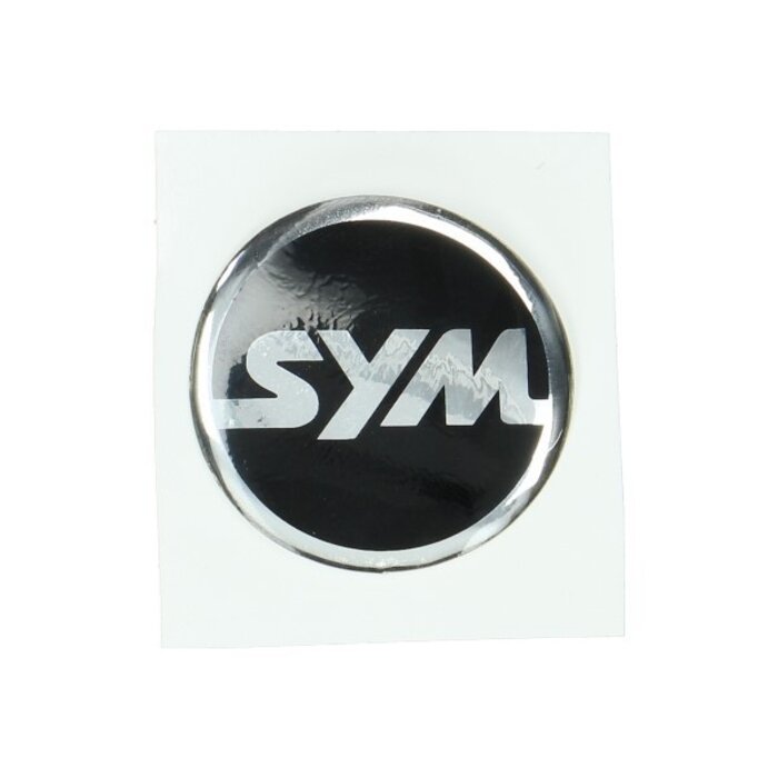 sticker Sym logo rond 40mm zwart/chroom