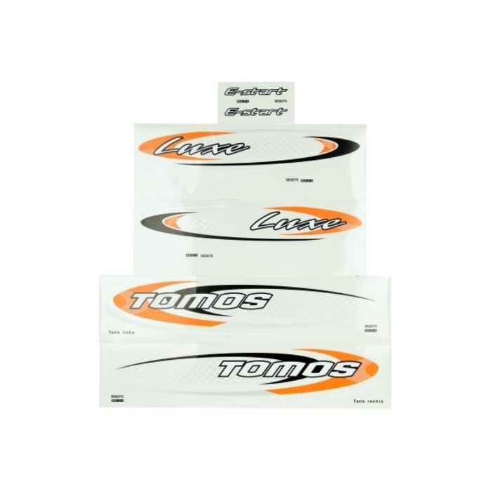 stickerset tomos oranje/zwart luxe e-start 080092