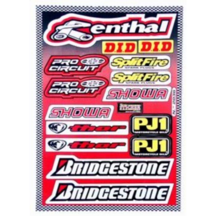 stickerset falko sponsor Bridgestone/Renthal/Showa/Splitfire rood 15-delig universeel 982036