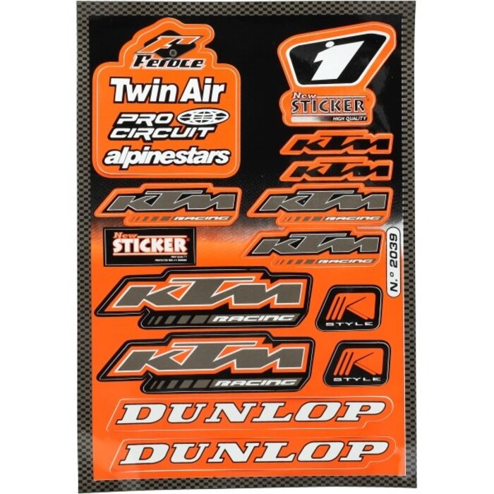 stickerset falko sponsor Dunlop/KTM/Twin air oranje 13-delig universeel 982039