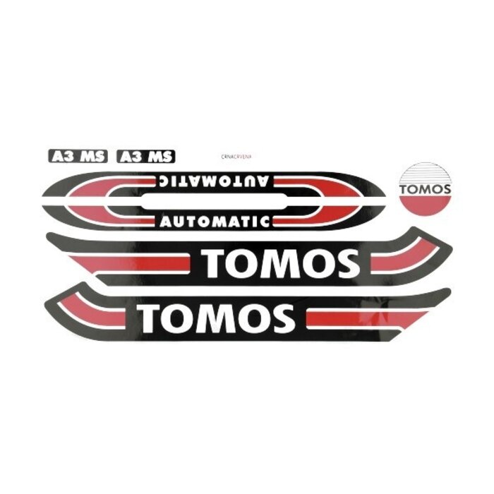 Stickerset - Tomos - zwart/rood/wit standaard