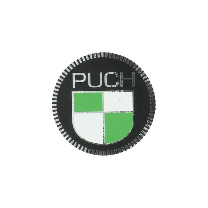 logo 50mm zwart/wit/groen puch, puch maxi