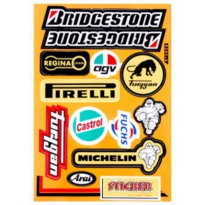 stickerset falko sponsor agv/arai/bridgestone/castrol/pirelli/regina 12-delig universeel 982028