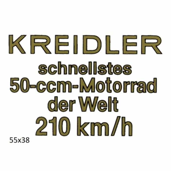 sticker snellstes 50-ccm-motorrad der welt 210 km/h goud kreidler